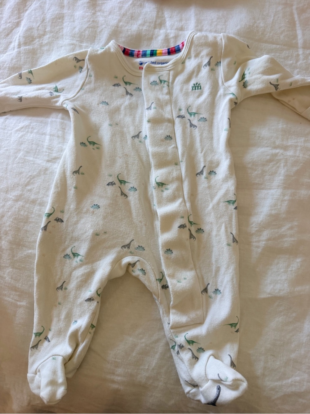 Magnetic Me Organic Cotton Cream Dinosaur Print Footed One-Piece